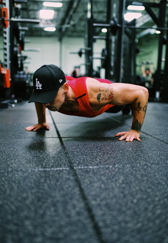Person performing a push-up outdoors